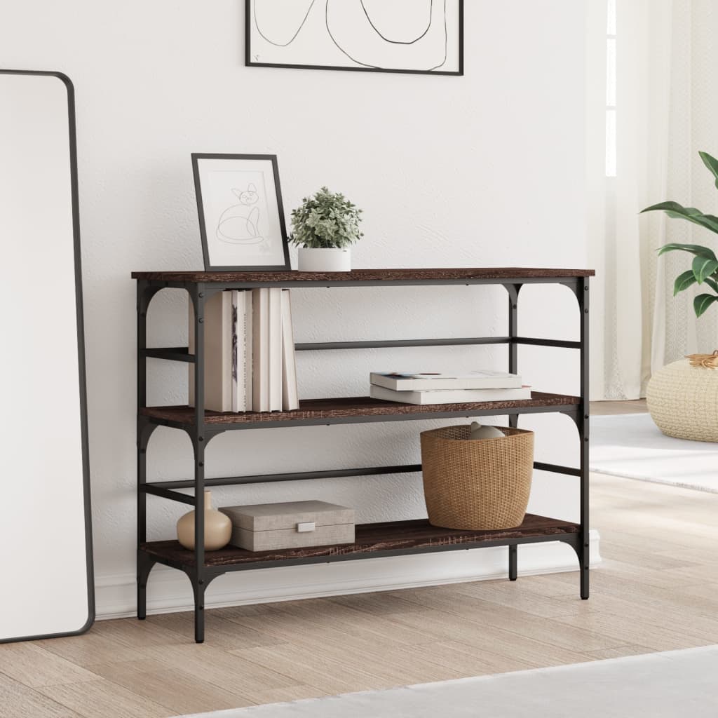 Table console chêne marron 100x32x75 cm bois d'ingénierie - XIOS