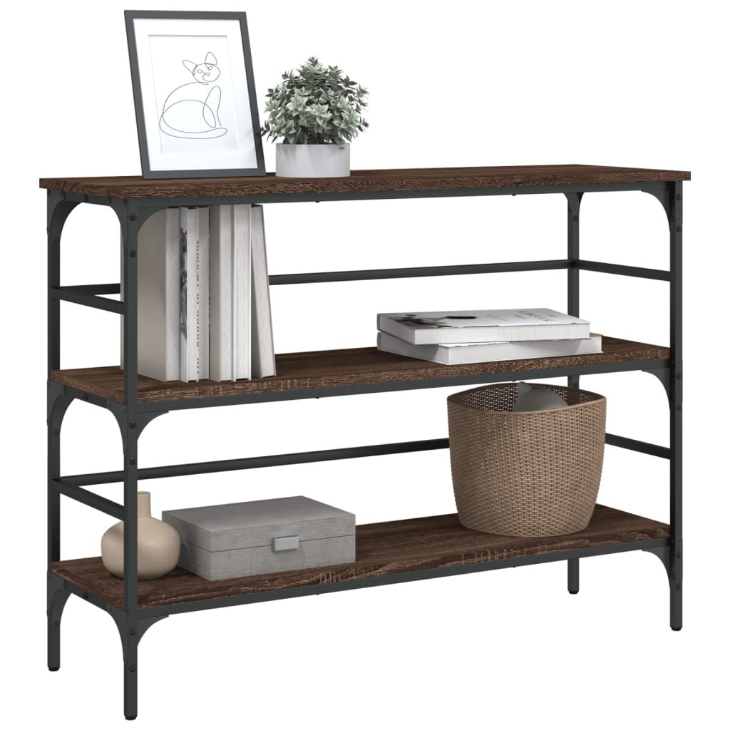 Table console chêne marron 100x32x75 cm bois d'ingénierie - XIOS