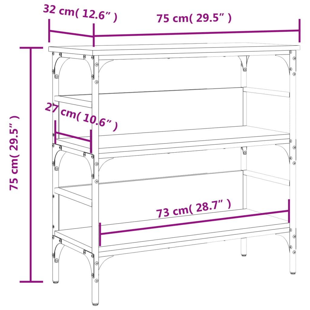 Table console sonoma gris 75x32x75 cm bois d'ingénierie - XIOS