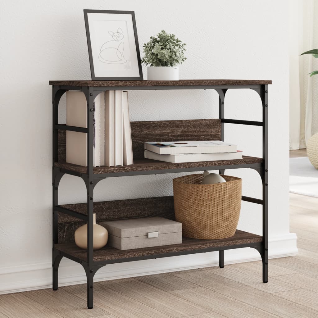 Table console chêne marron 75x32x75 cm bois d'ingénierie - XIOS