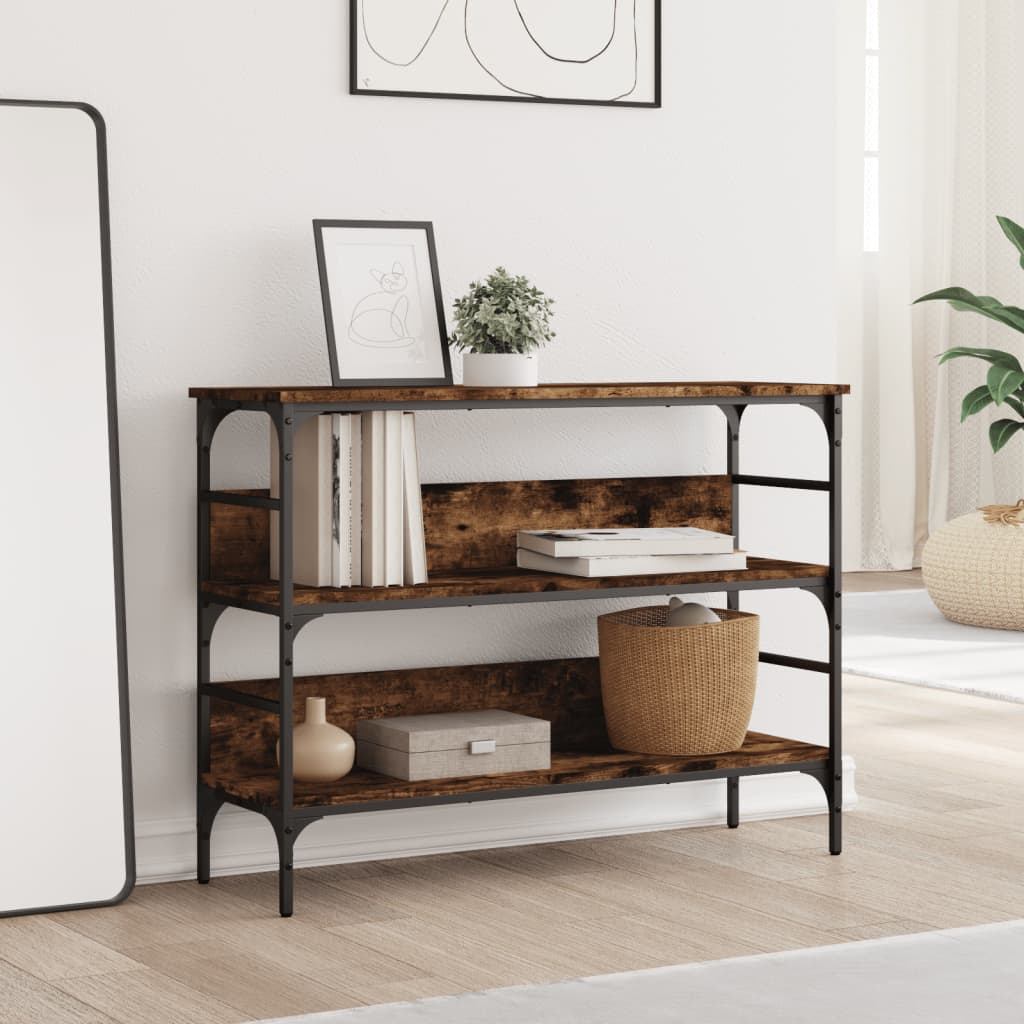 Table console chêne fumé 100x32x75 cm bois d'ingénierie - XIOS
