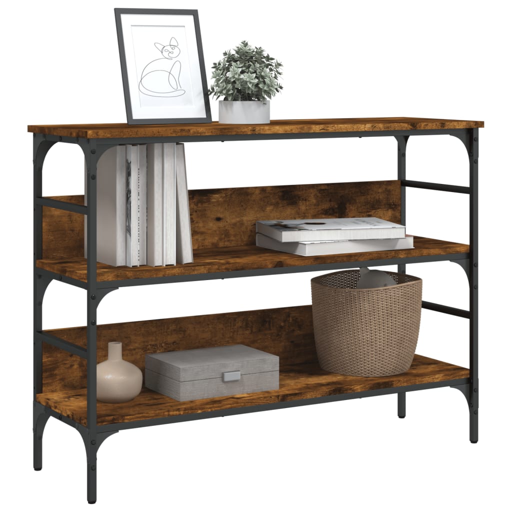 Table console chêne fumé 100x32x75 cm bois d'ingénierie - XIOS