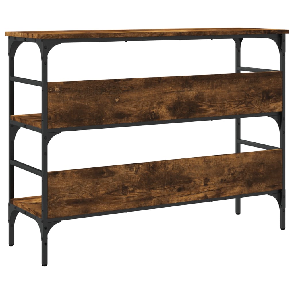 Table console chêne fumé 100x32x75 cm bois d'ingénierie - XIOS