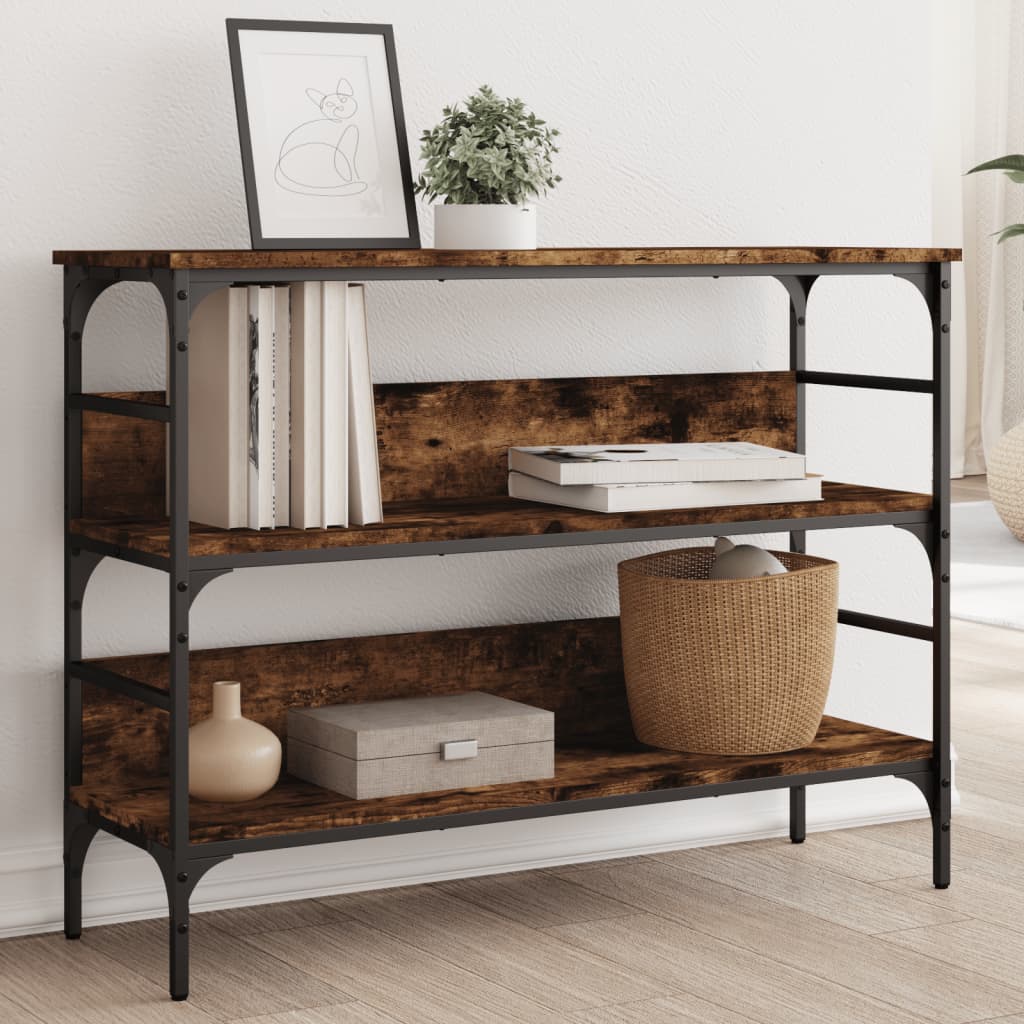 Table console chêne fumé 100x32x75 cm bois d'ingénierie - XIOS