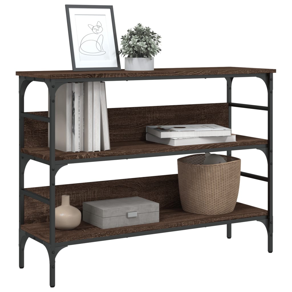 Table console chêne marron 100x32x75 cm bois d'ingénierie - XIOS