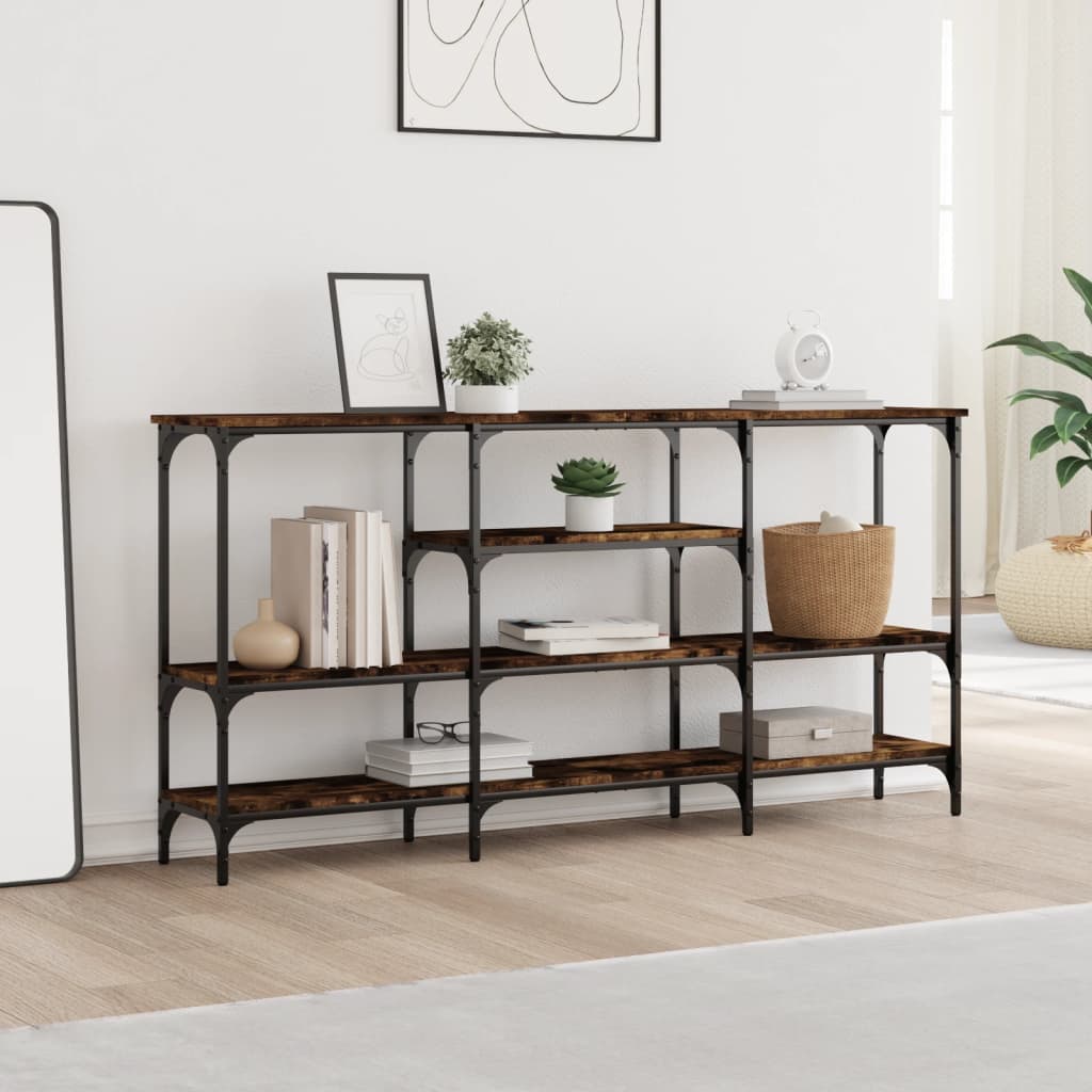 Table console chêne fumé 160x29x80 cm bois d'ingénierie - XIOS