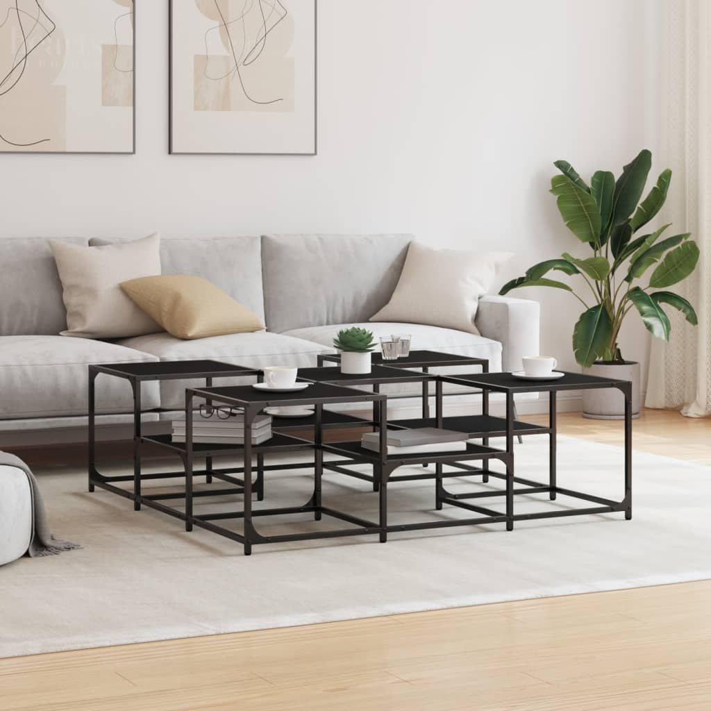 Table basse noir 121x121x40cm Bois d'ingénierie XIOS