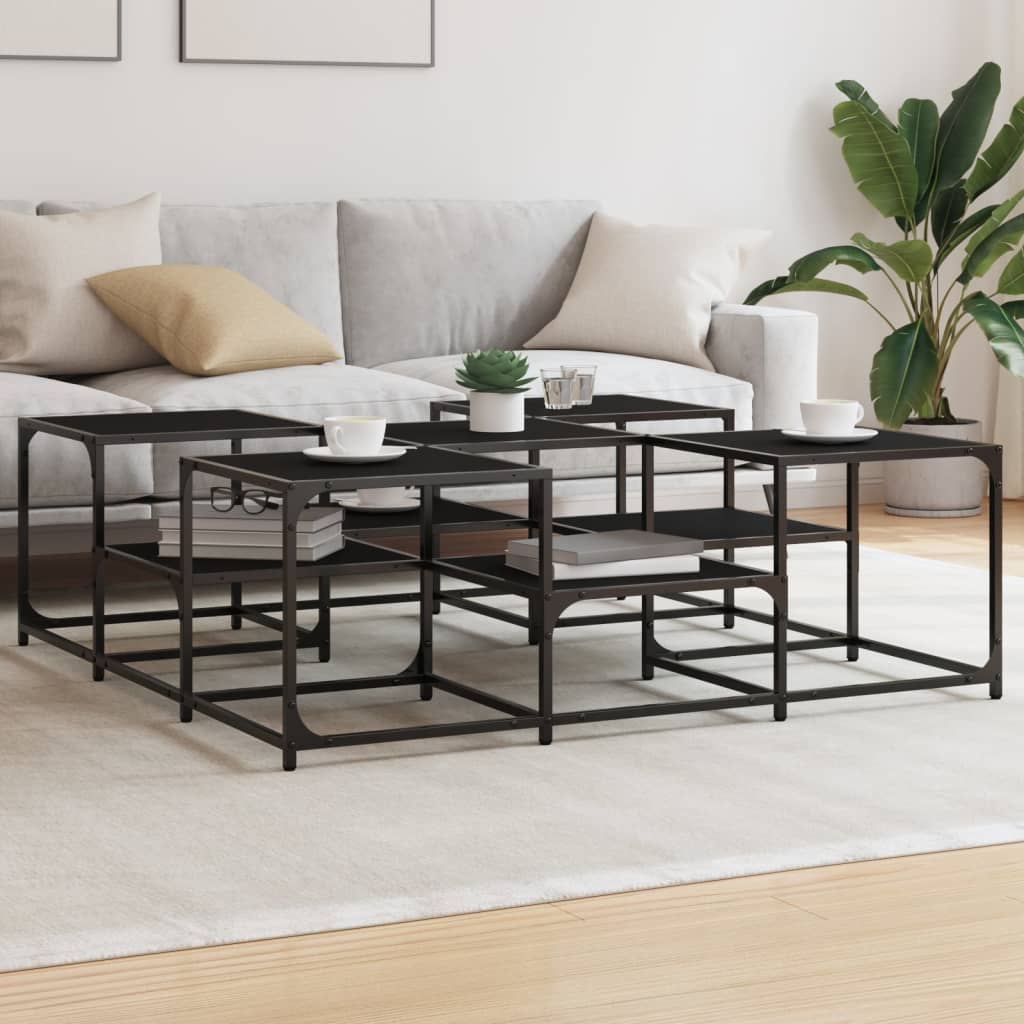 Table basse noir 121x121x40cm Bois d'ingénierie XIOS