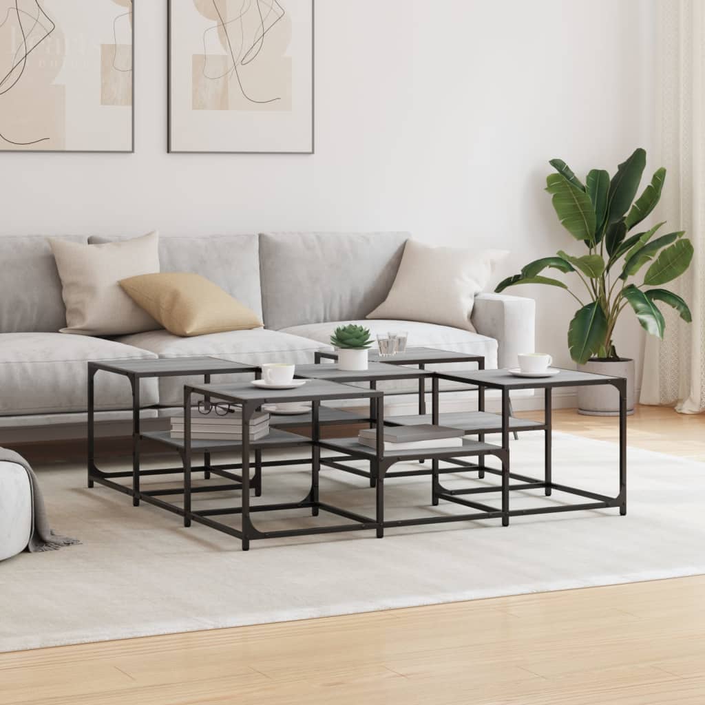 Table basse sonoma gris 121x121x40 cm bois d'ingénierie - XIOS