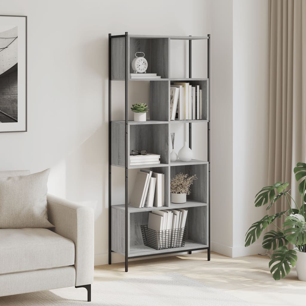 Bibliothèque sonoma gris 72x28x172 cm bois d'ingénierie - XIOS
