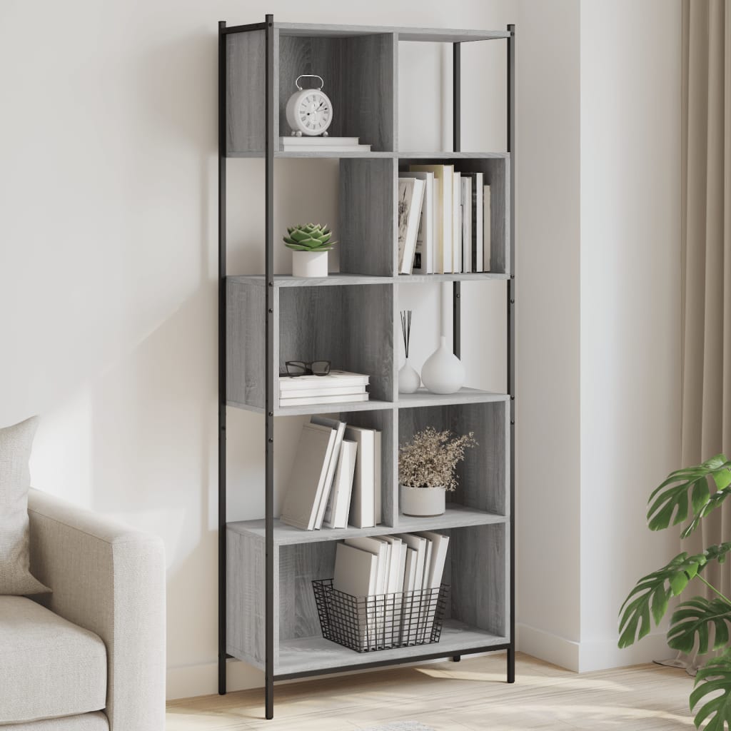 Bibliothèque sonoma gris 72x28x172 cm bois d'ingénierie - XIOS