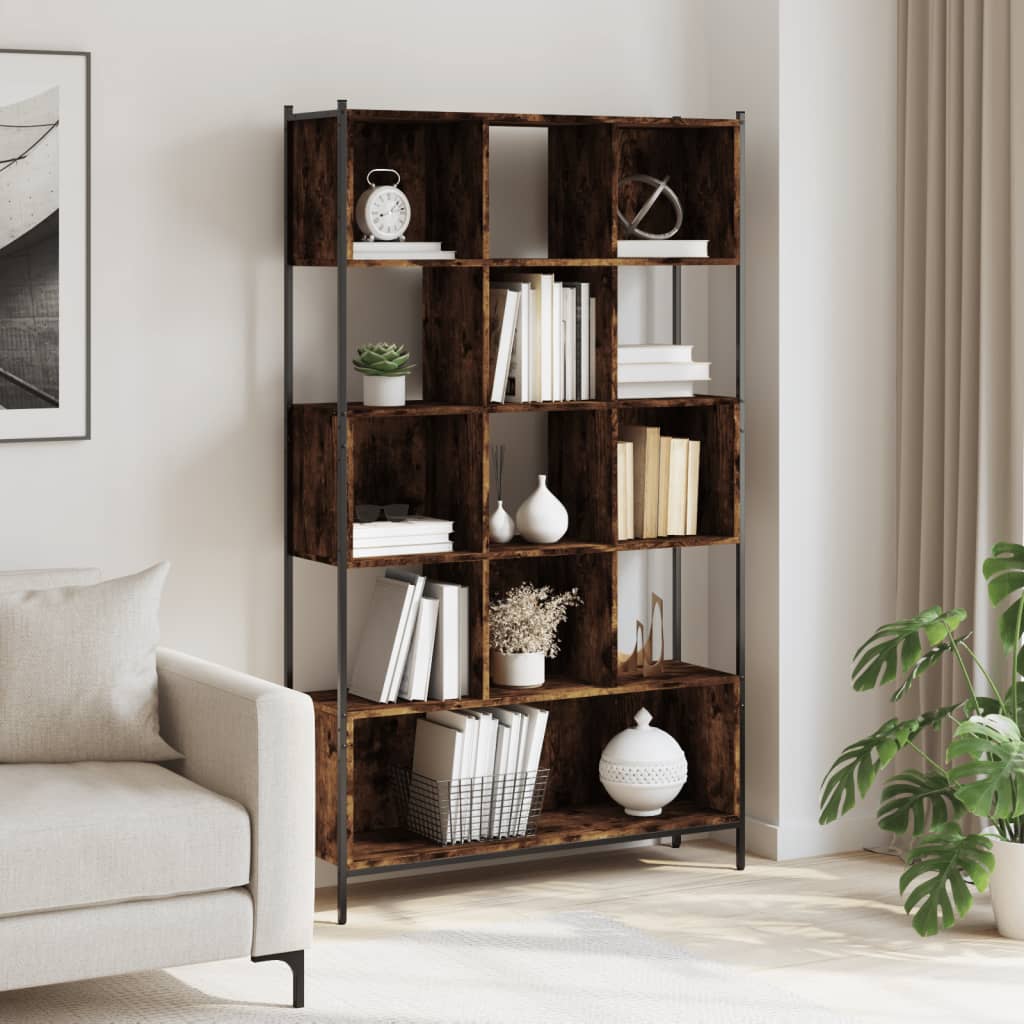 Bibliothèque chêne fumé 102x28x172 cm bois d'ingénierie