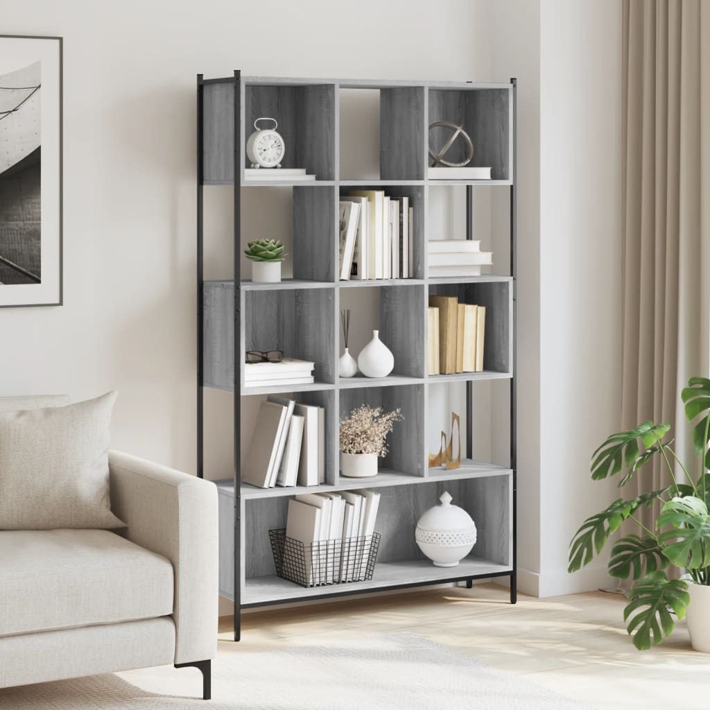 Bibliothèque sonoma gris 102x28x172 cm bois d'ingénierie - XIOS
