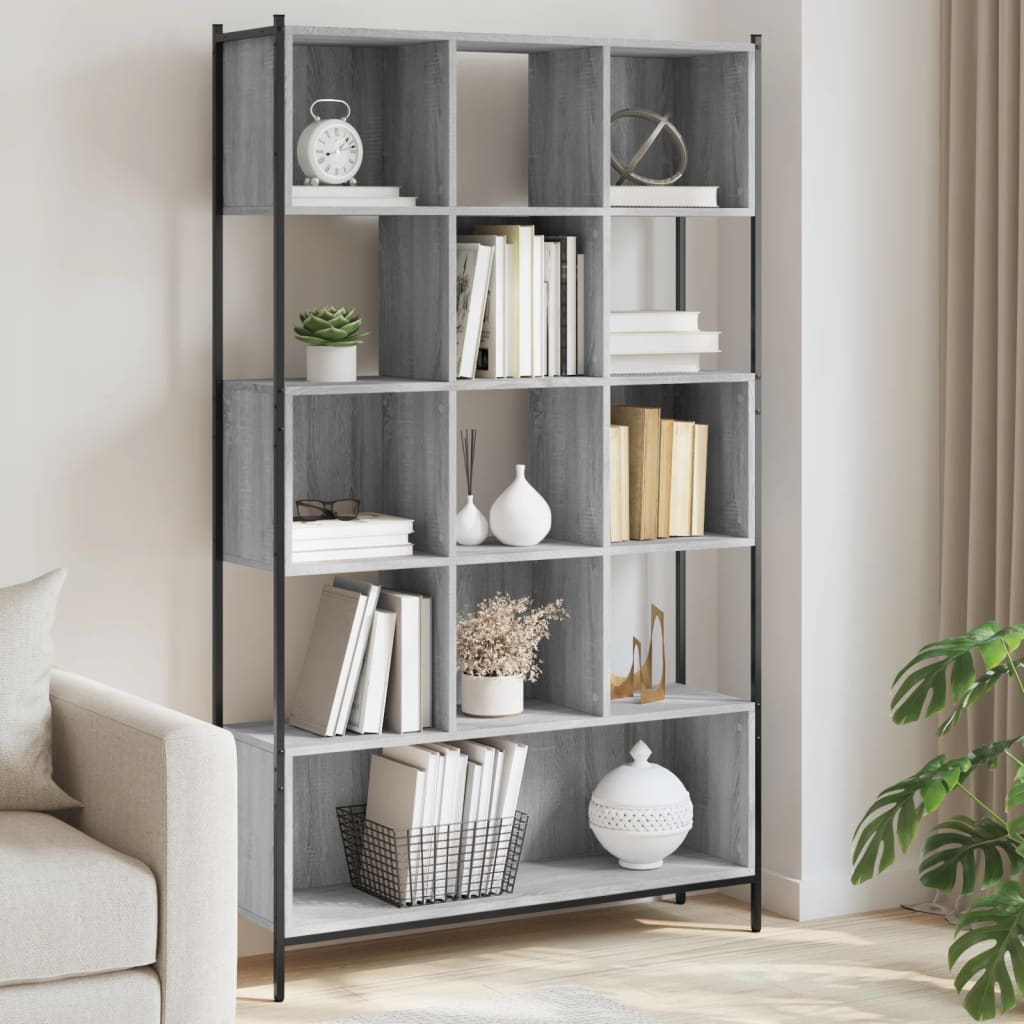 Bibliothèque sonoma gris 102x28x172 cm bois d'ingénierie - XIOS
