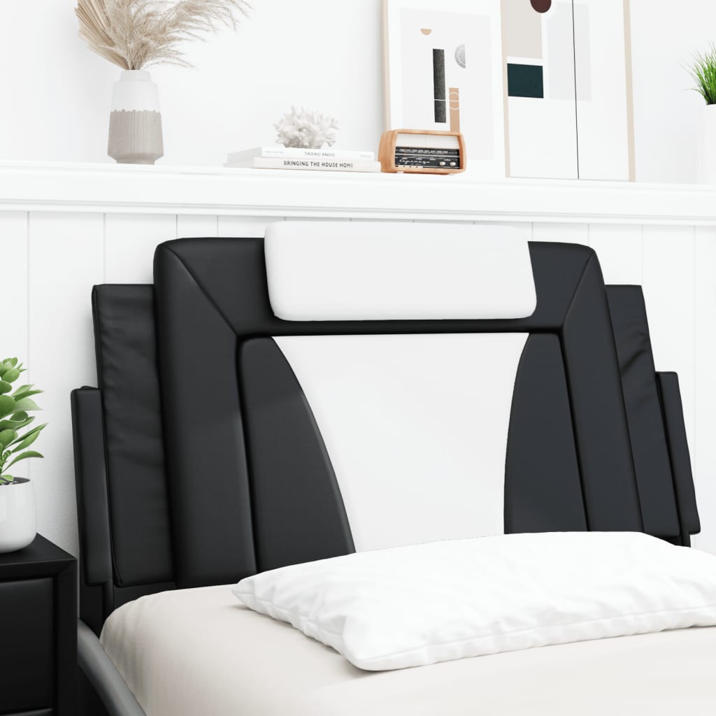 Coussin de tête de lit noir et blanc 100 cm similicuir - XIOS