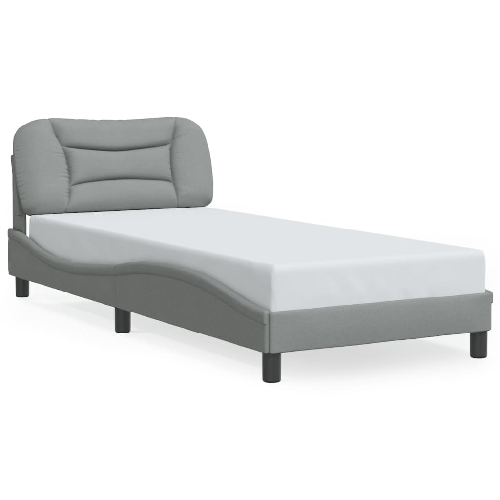 Cadre de lit sans matelas gris clair 80x200 cm tissu - XIOS