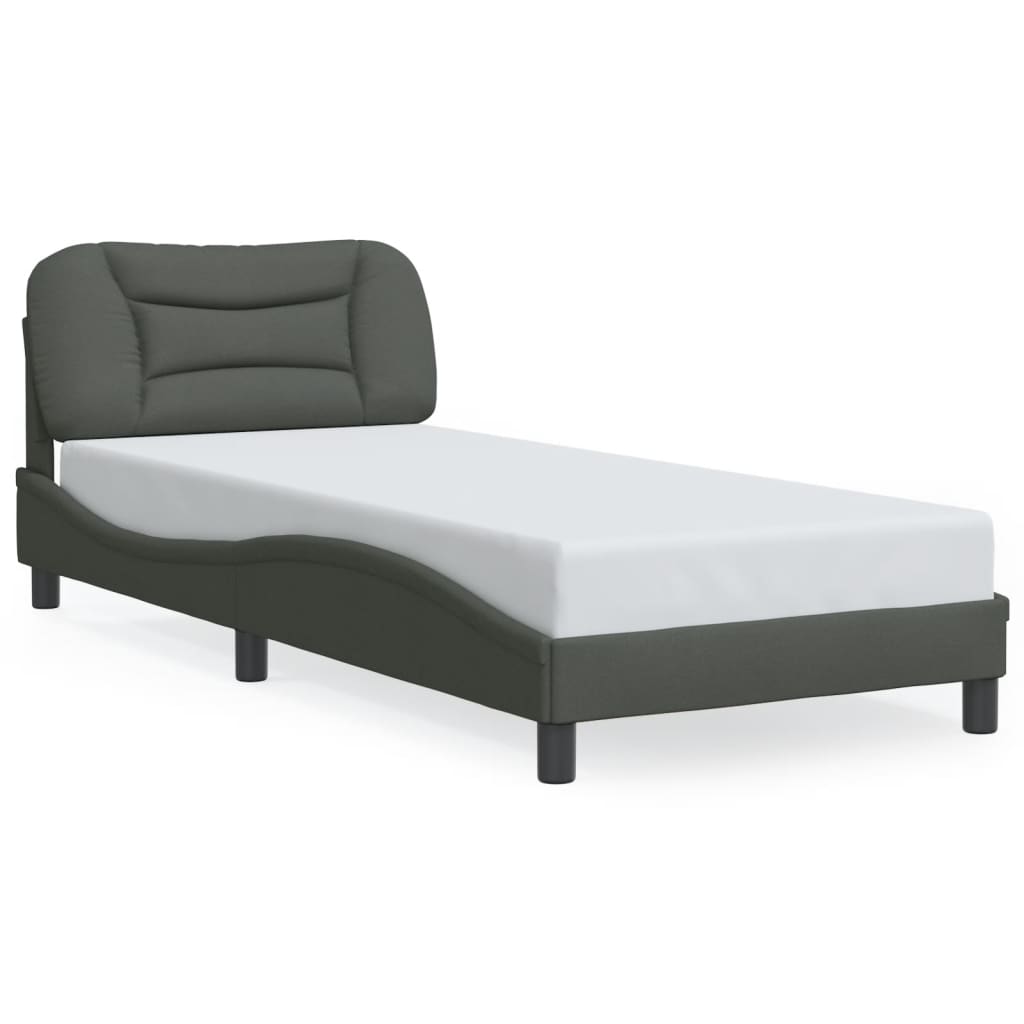 Cadre de lit sans matelas gris foncé 80x200 cm tissu - XIOS
