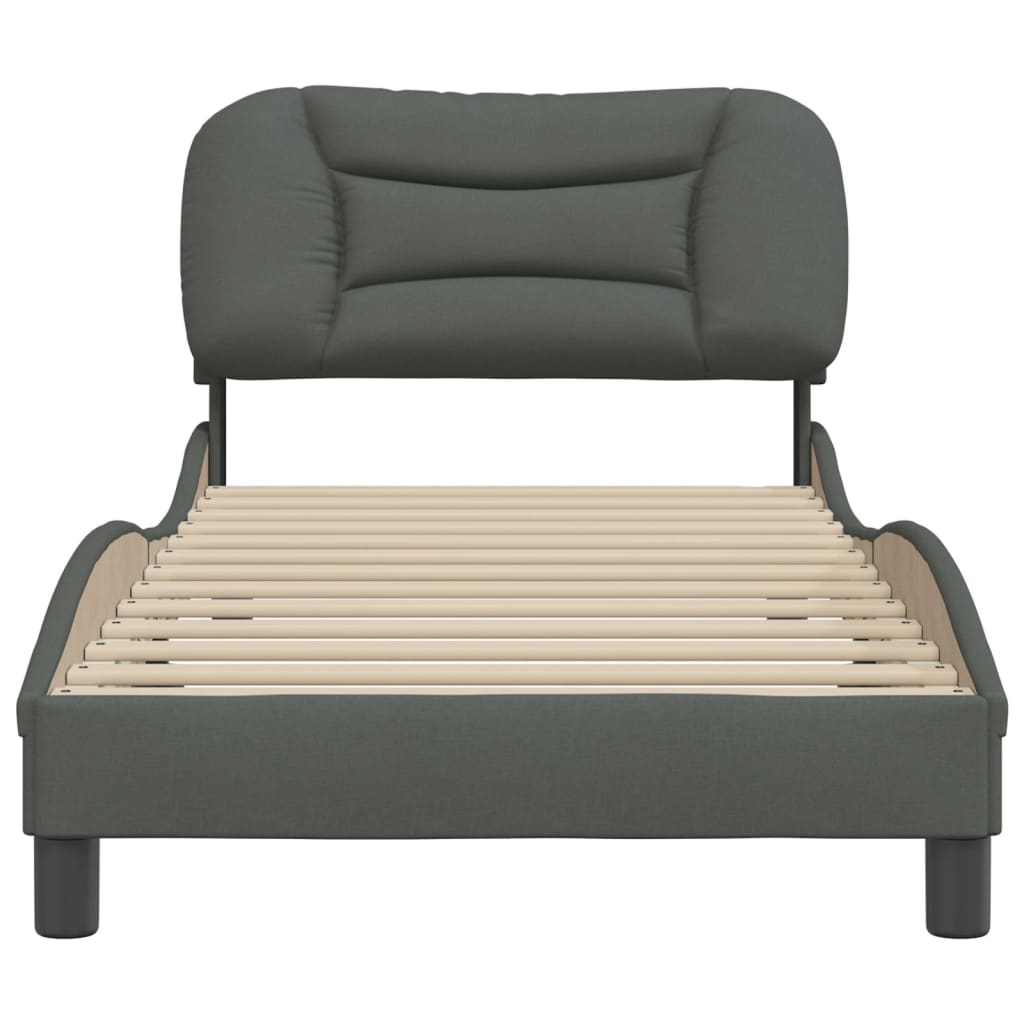 Cadre de lit sans matelas gris foncé 80x200 cm tissu - XIOS