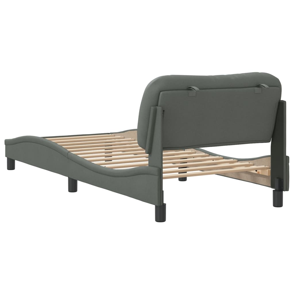 Cadre de lit sans matelas gris foncé 80x200 cm tissu - XIOS