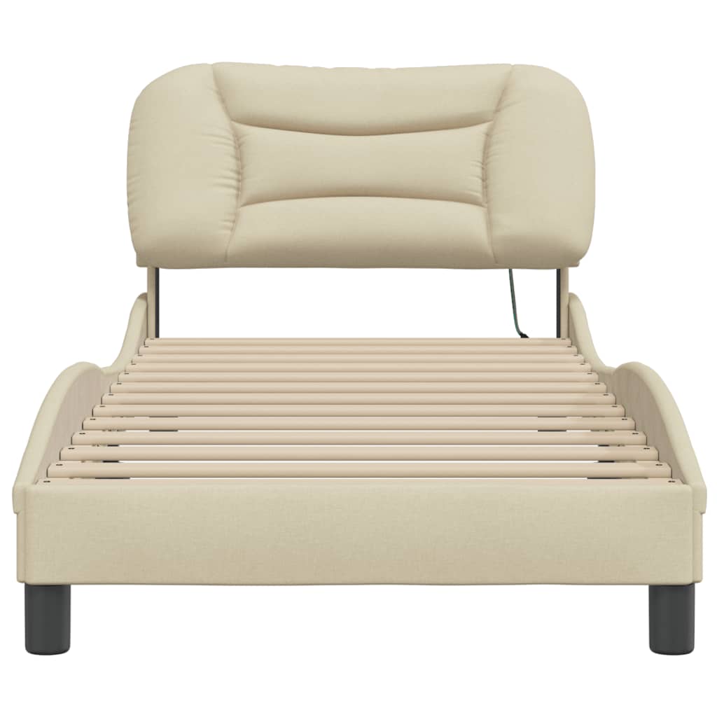 Cadre de lit sans matelas crème 80x200 cm tissu - XIOS