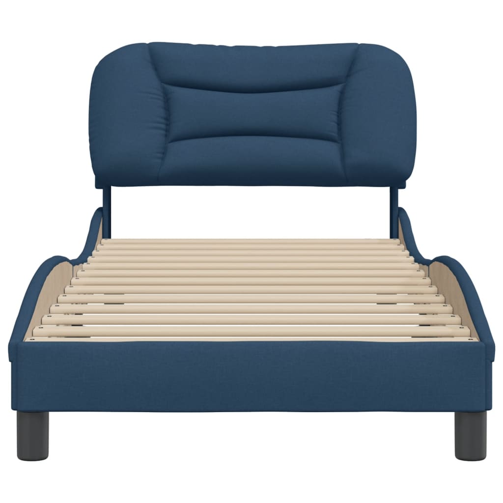 Cadre de lit sans matelas bleu 80x200 cm tissu - XIOS