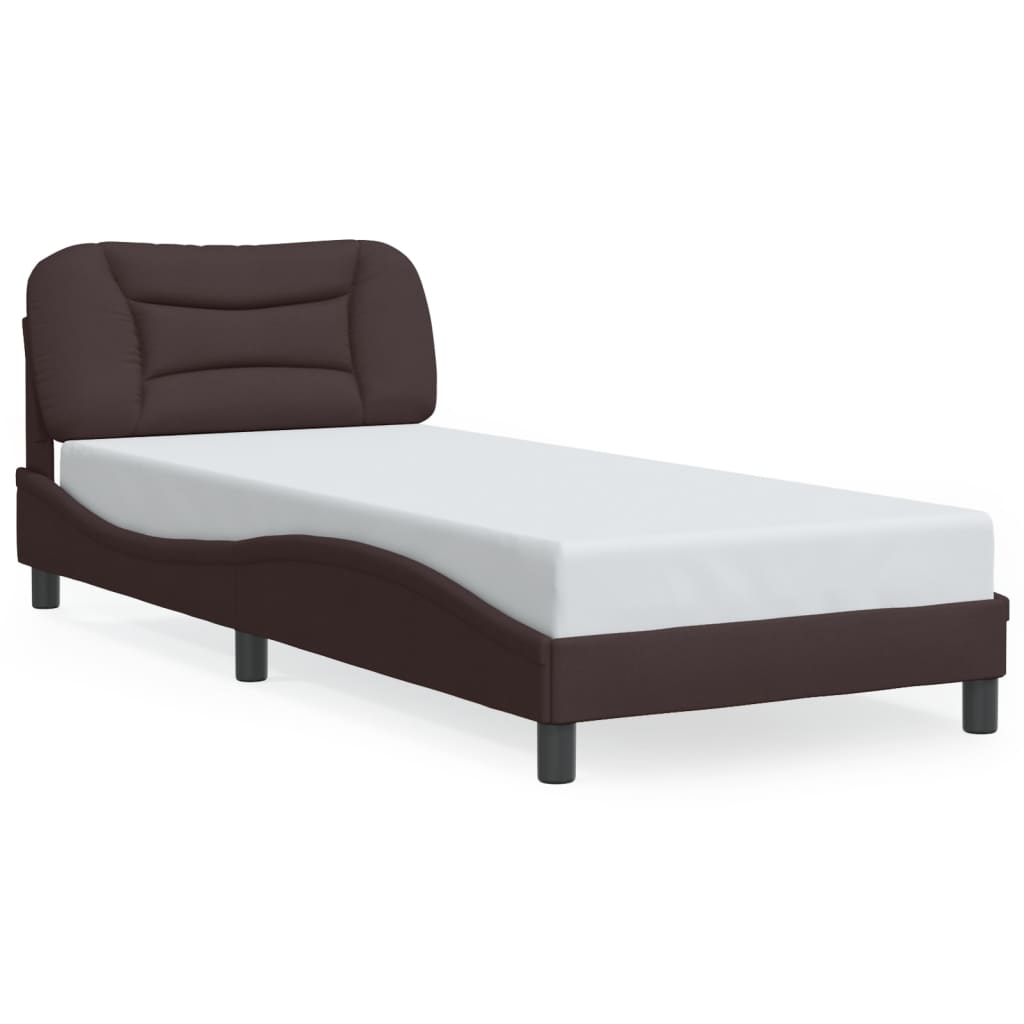 Cadre de lit sans matelas marron foncé 90x190 cm tissu - XIOS