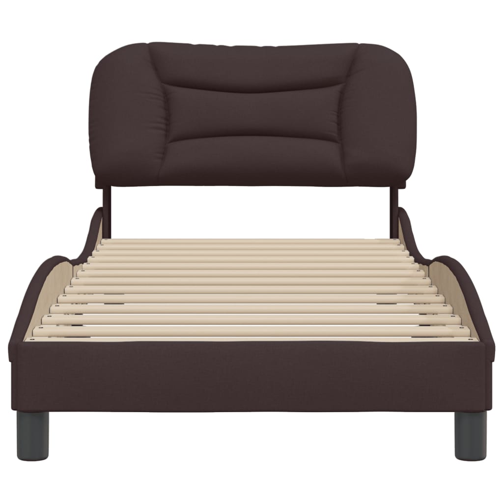 Cadre de lit sans matelas marron foncé 90x190 cm tissu - XIOS
