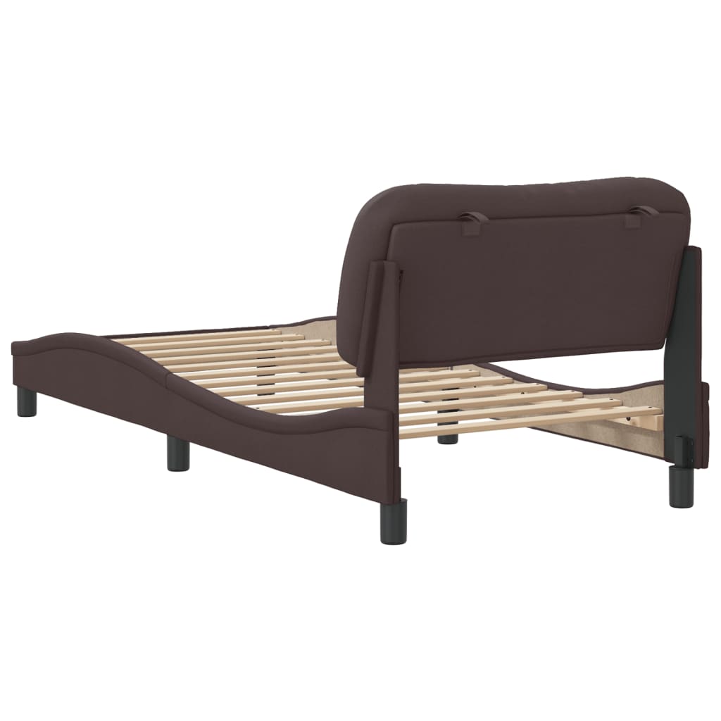 Cadre de lit sans matelas marron foncé 90x190 cm tissu - XIOS