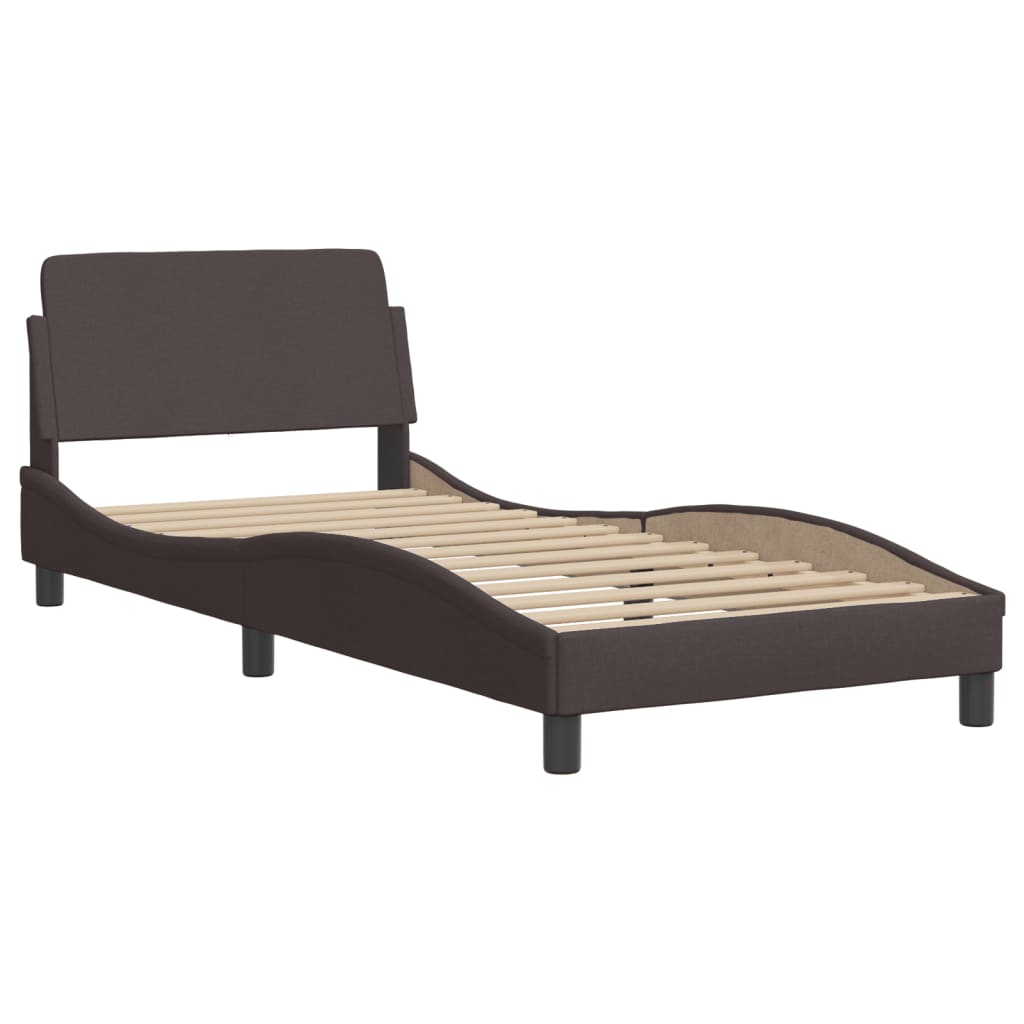 Cadre de lit sans matelas marron foncé 90x190 cm tissu - XIOS