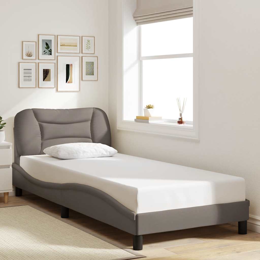 Cadre de lit sans matelas Hvar taupe 90x190 cm tissu - XIOS
