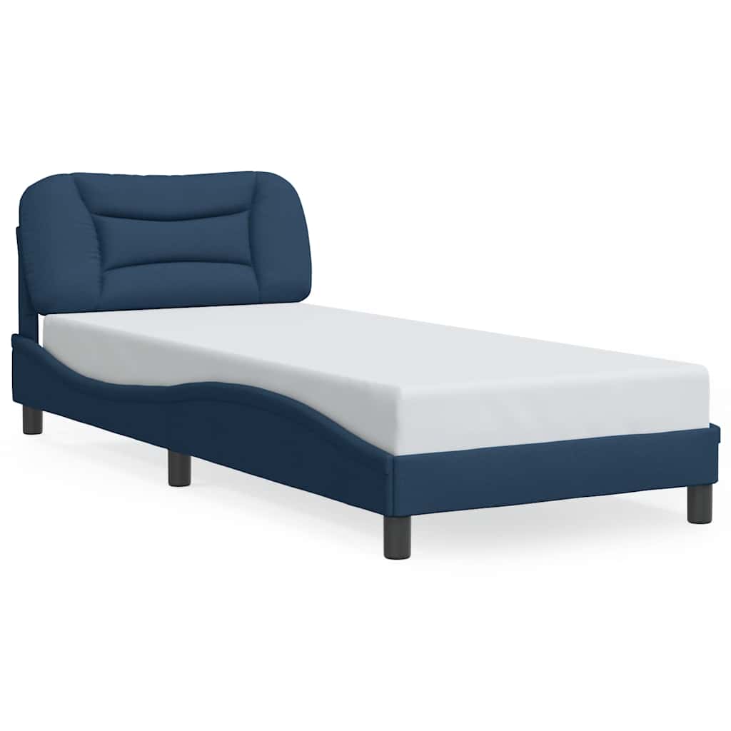 Cadre de lit sans matelas Hvar bleu 90x190 cm tissu - XIOS