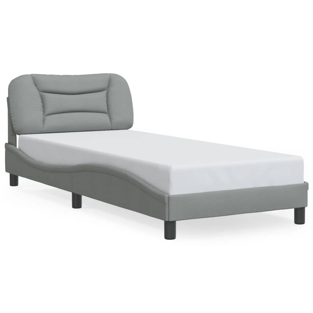 Cadre de lit sans matelas gris clair 90x200 cm tissu - XIOS