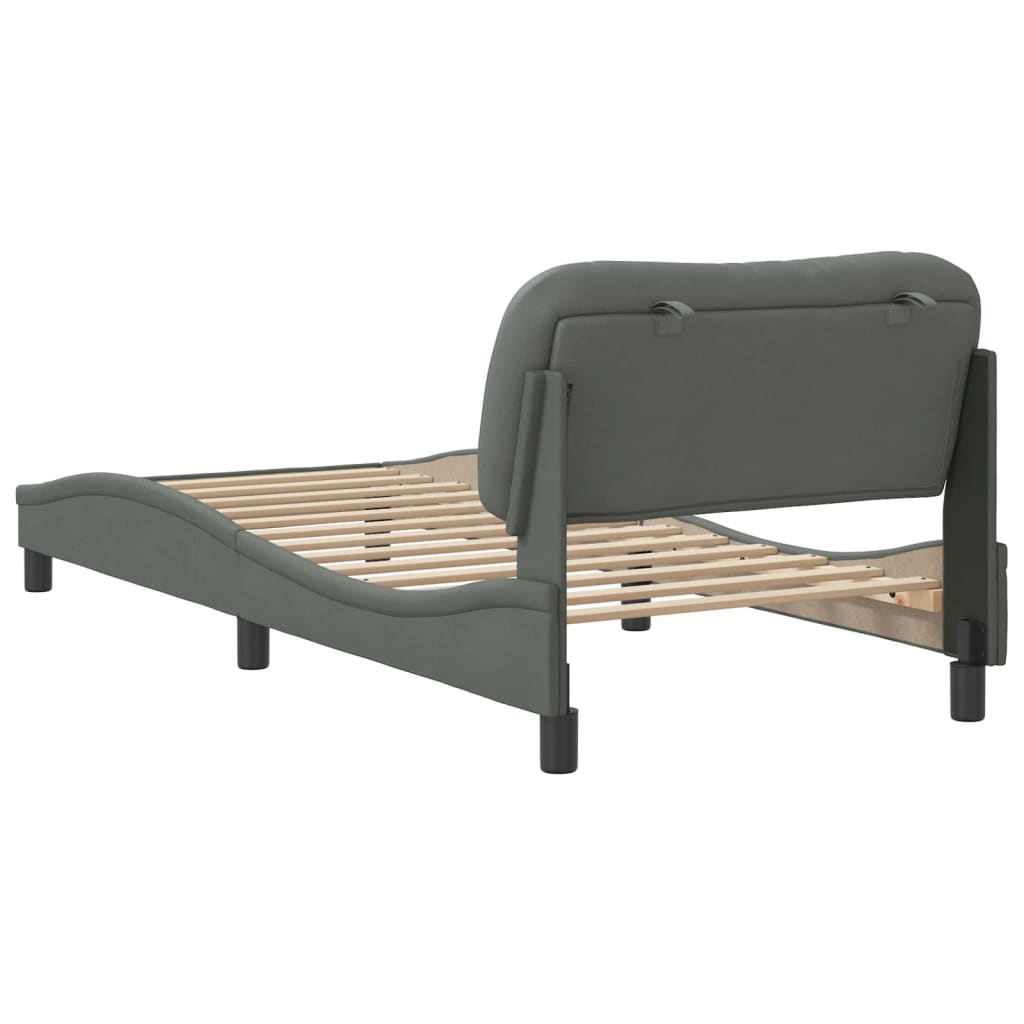 Cadre de lit sans matelas gris foncé 90x200 cm tissu - XIOS