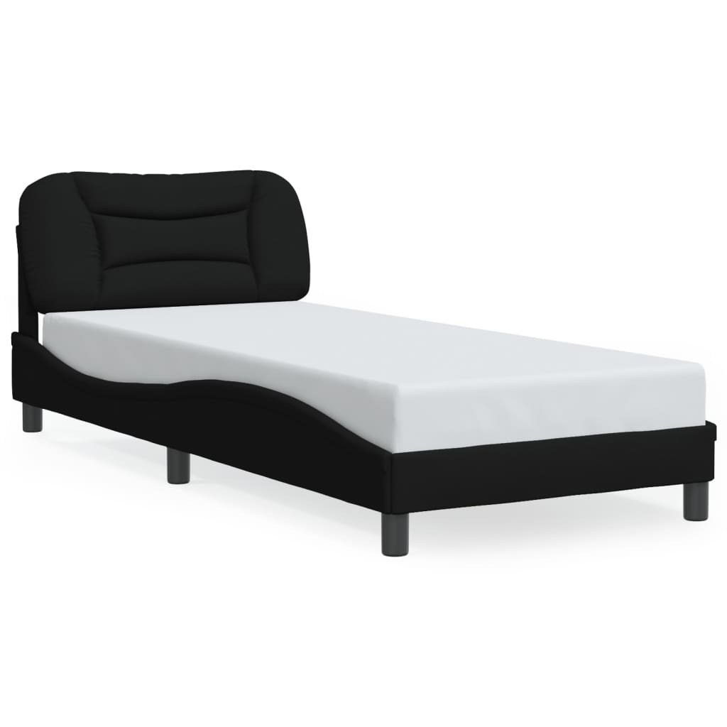 Cadre de lit sans matelas noir 90x200 cm tissu - XIOS