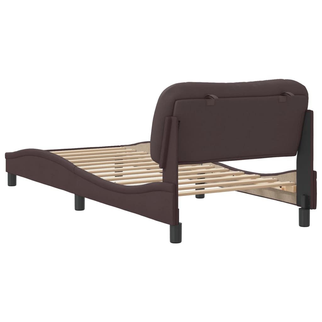 Cadre de lit sans matelas marron foncé 90x200 cm tissu - XIOS