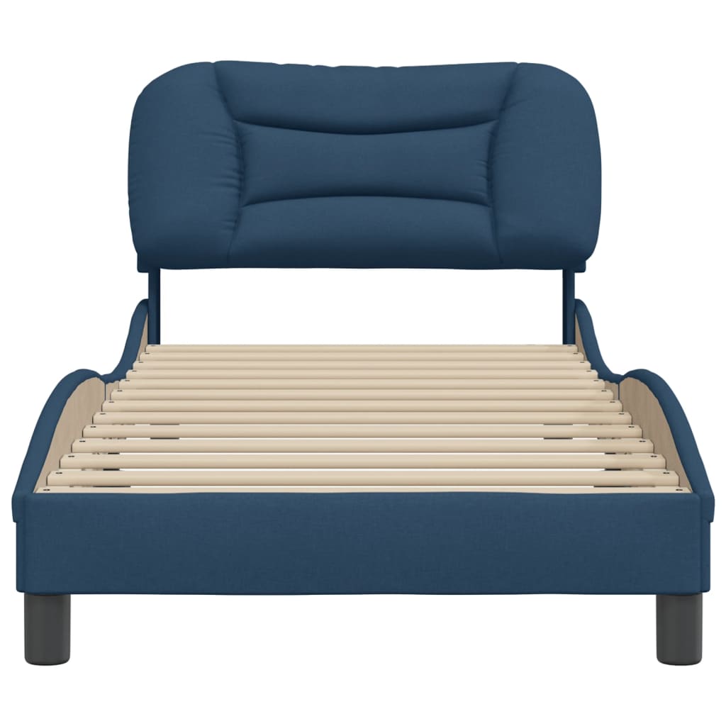 Cadre de lit sans matelas bleu 90x200 cm tissu - XIOS