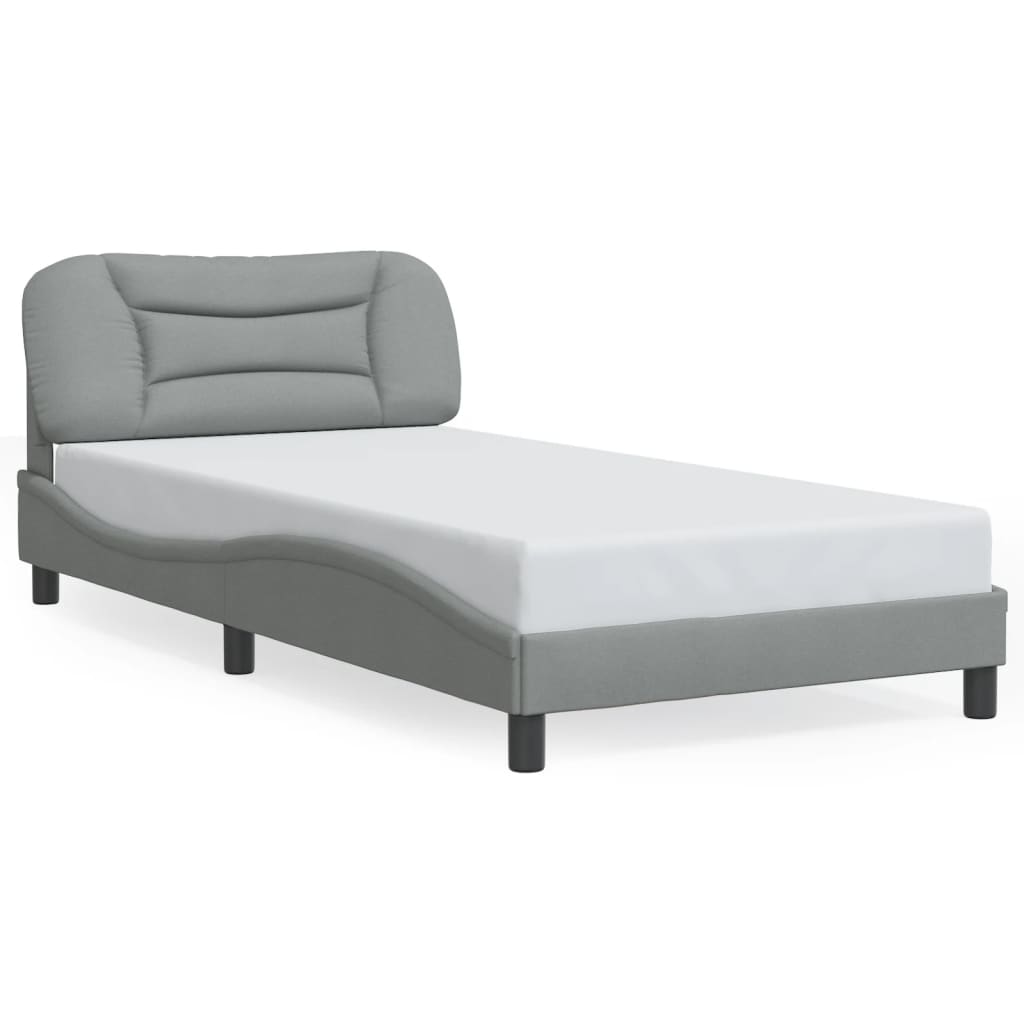 Cadre de lit sans matelas gris clair 100x200 cm tissu - XIOS