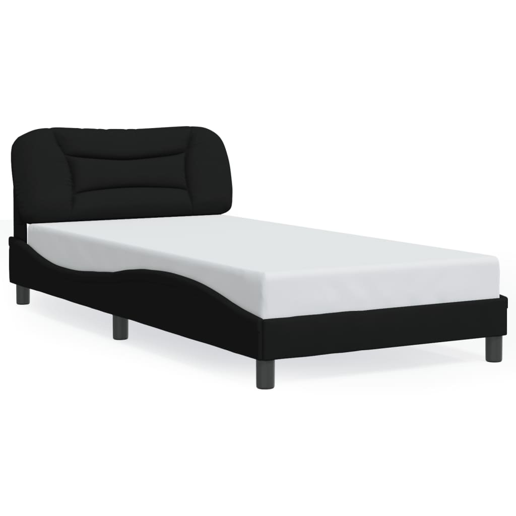 Cadre de lit sans matelas noir 100x200 cm tissu - XIOS