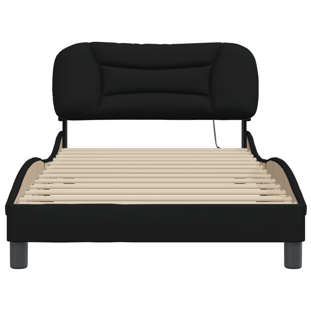 Cadre de lit sans matelas noir 100x200 cm tissu - XIOS
