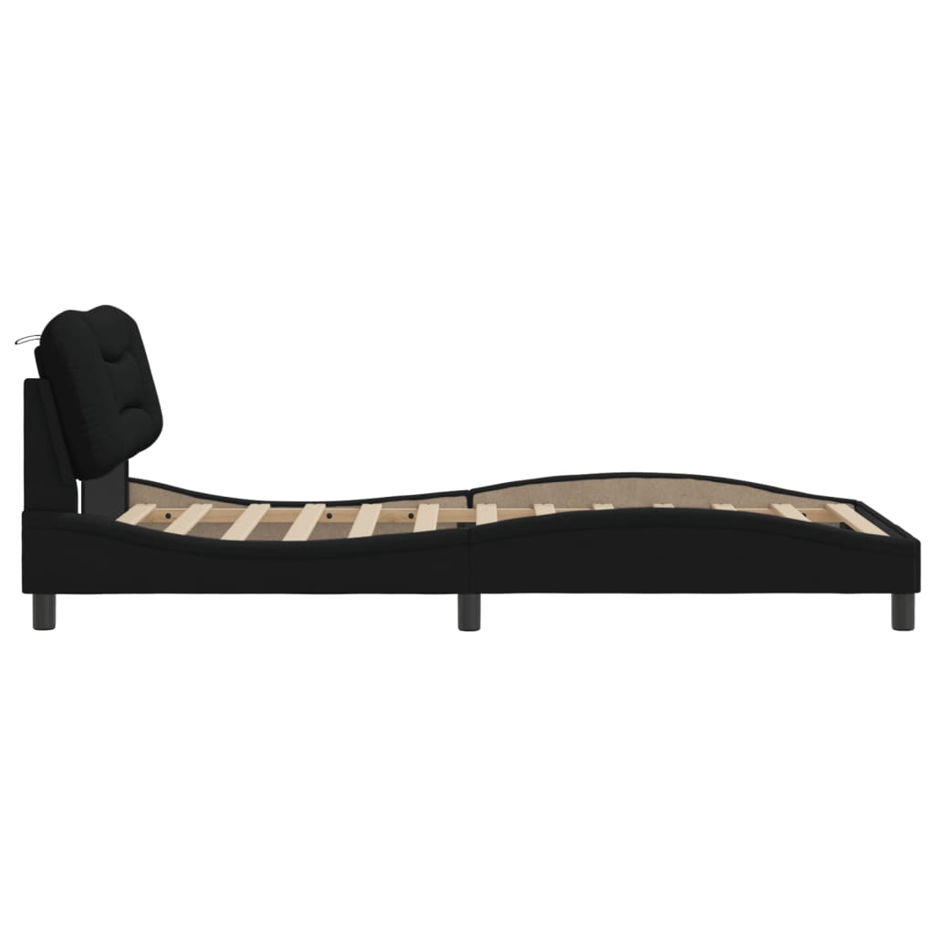 Cadre de lit sans matelas noir 100x200 cm tissu - XIOS
