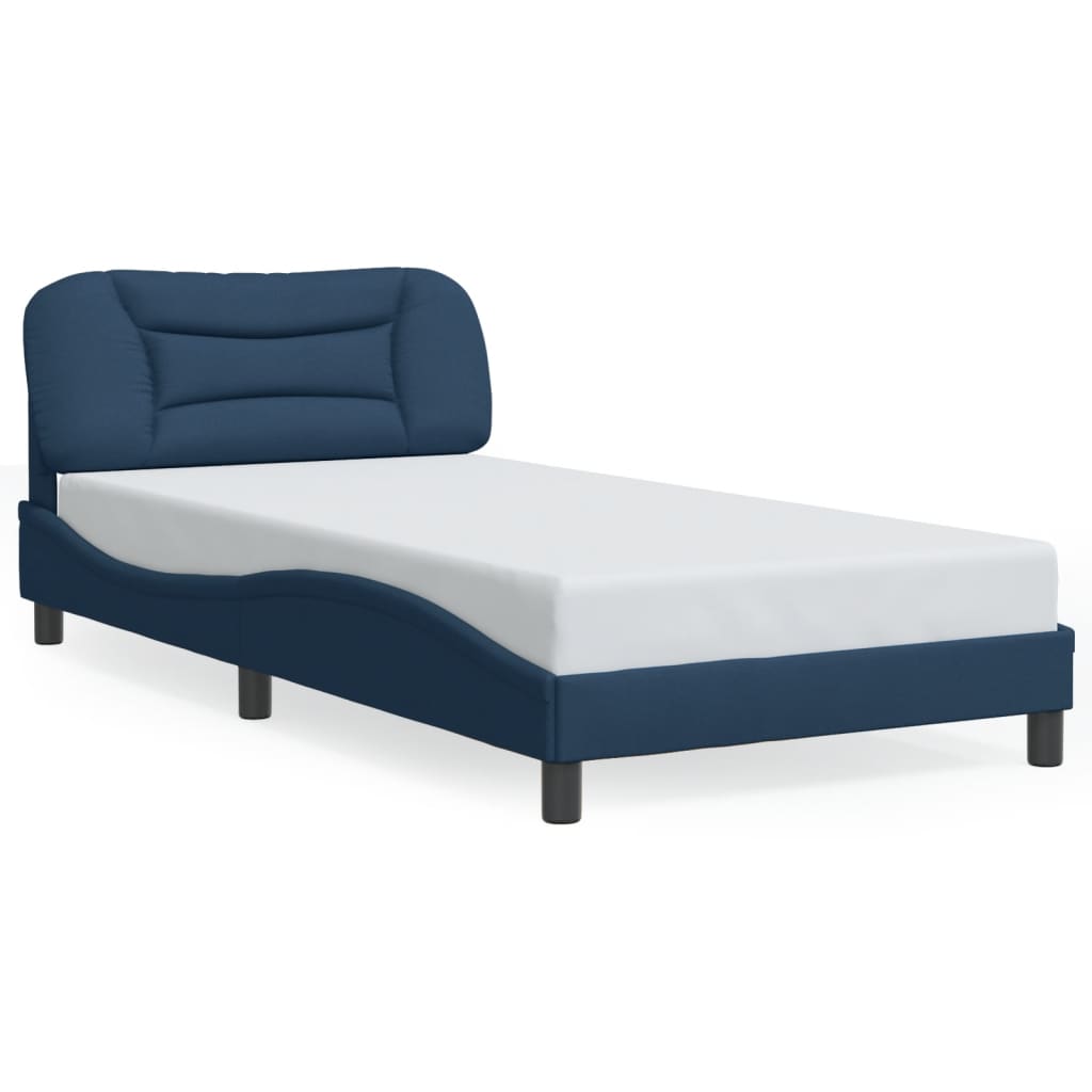 Cadre de lit sans matelas bleu 100x200 cm tissu - XIOS