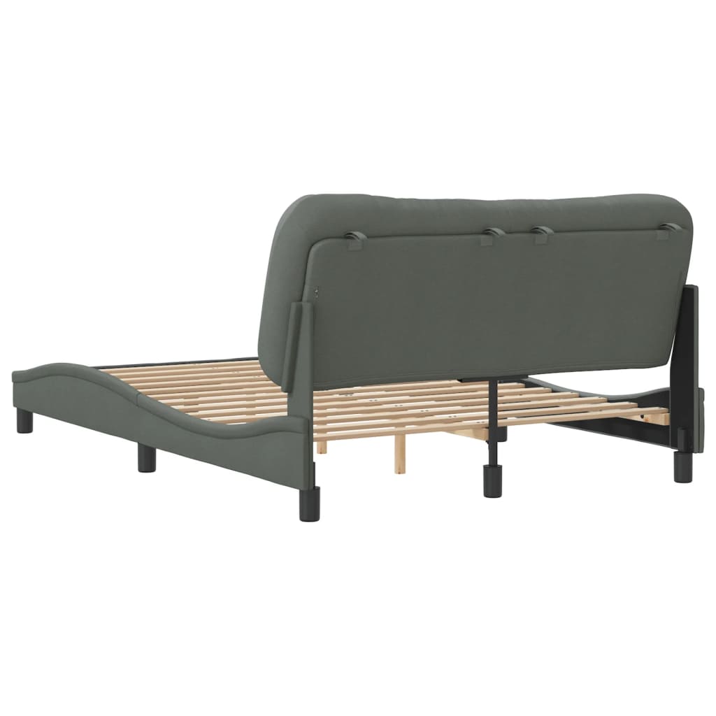 Cadre de lit sans matelas gris foncé 120x200 cm tissu - XIOS