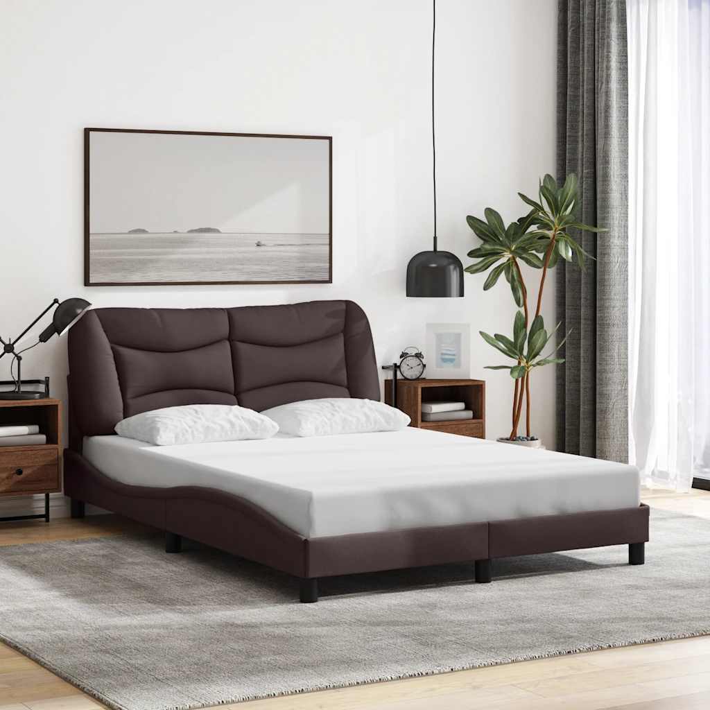Cadre de lit sans matelas Hvar marron foncé 120x200 cm tissu - XIOS