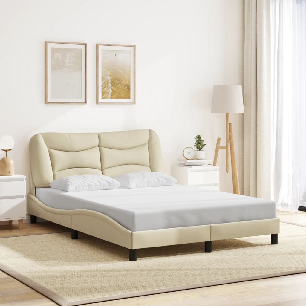 Cadre de lit sans matelas crème 120x200 cm tissu - XIOS