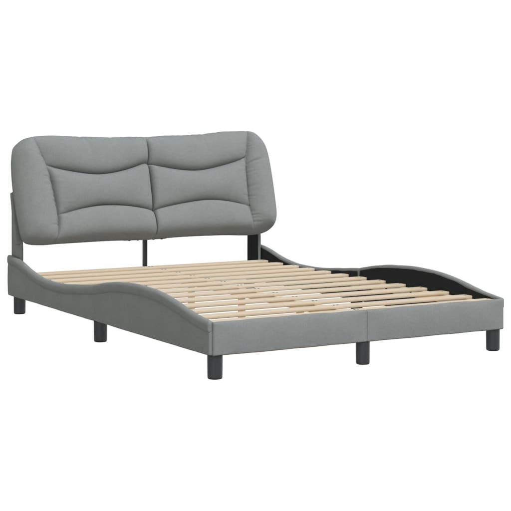 Cadre de lit sans matelas gris clair 140x190 cm tissu - XIOS