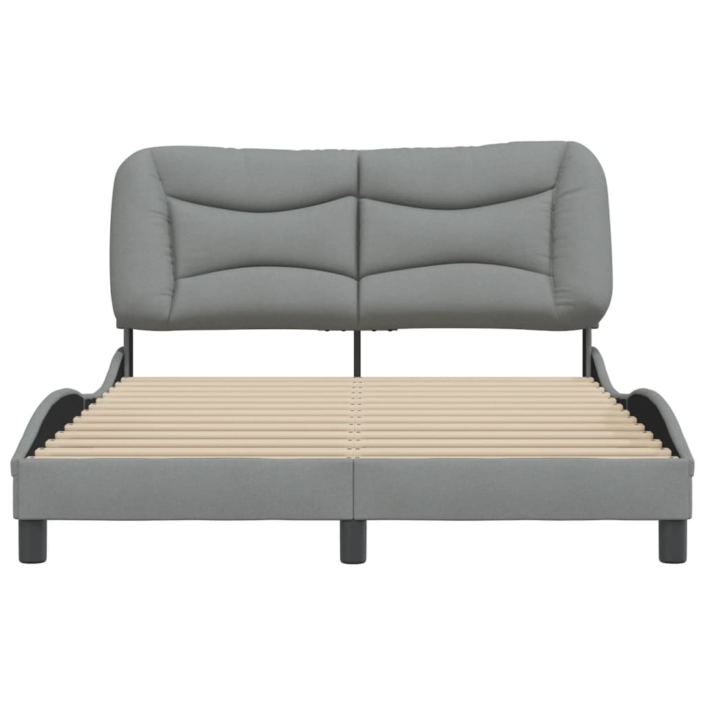 Cadre de lit sans matelas gris clair 140x190 cm tissu - XIOS
