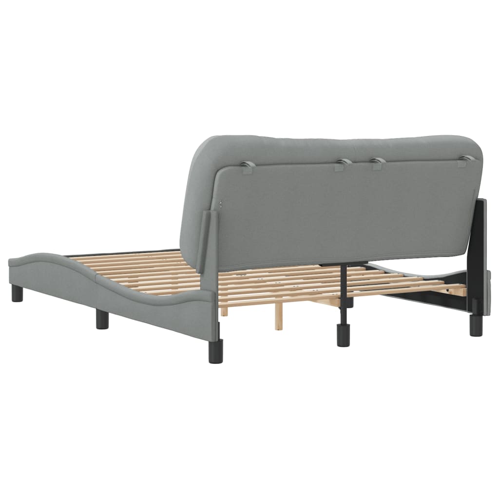 Cadre de lit sans matelas gris clair 140x190 cm tissu - XIOS