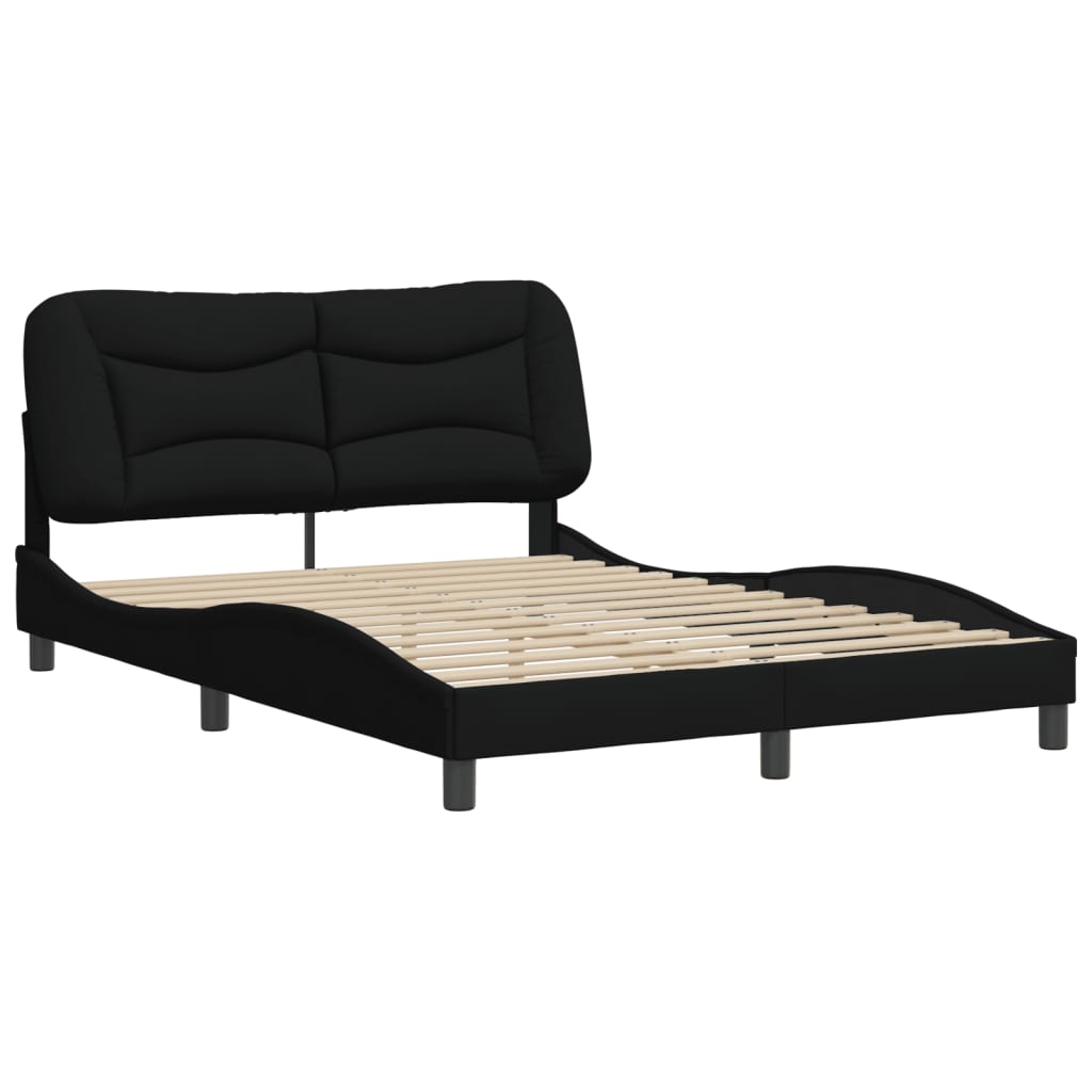 Cadre de lit sans matelas noir 140x190 cm tissu - XIOS
