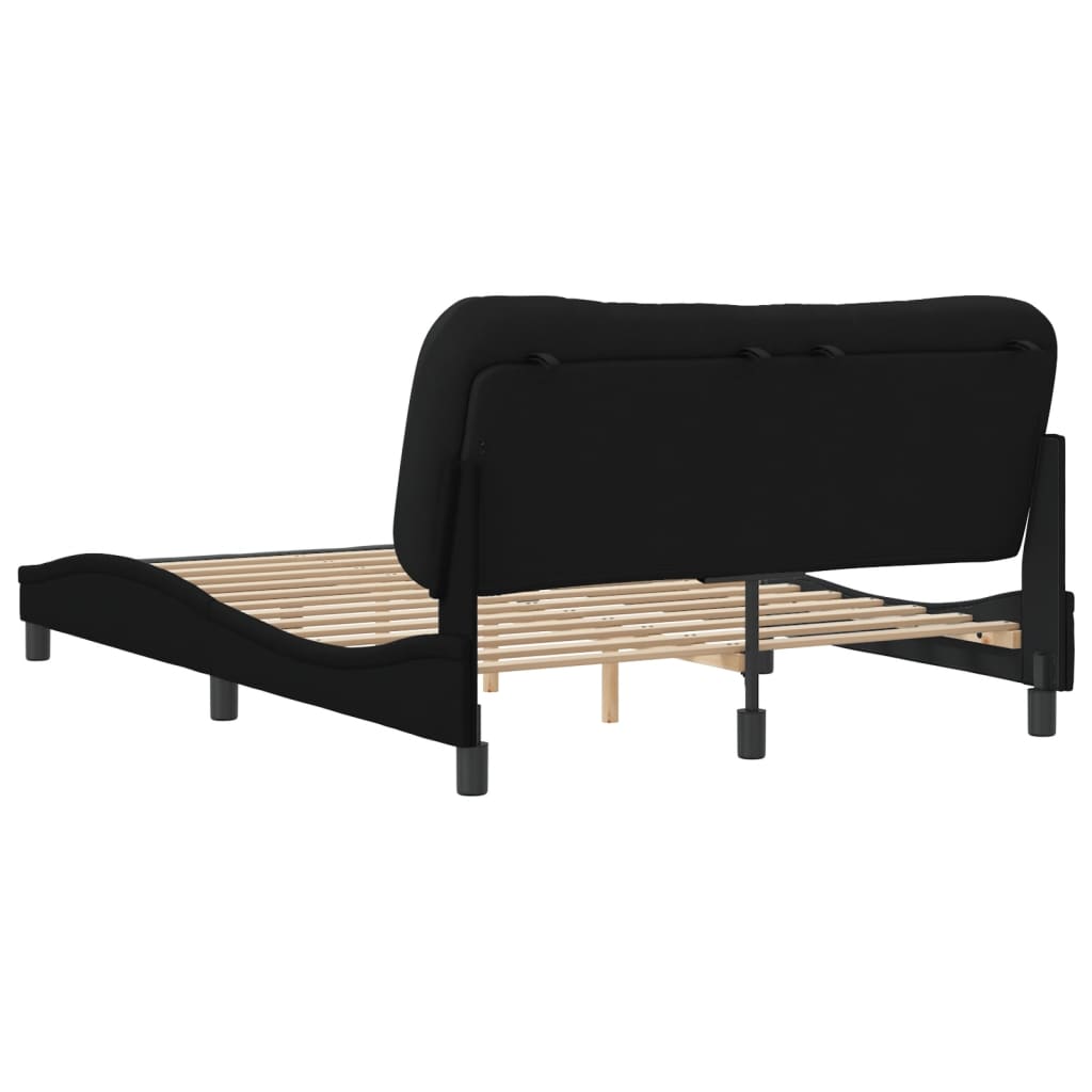 Cadre de lit sans matelas noir 140x190 cm tissu - XIOS