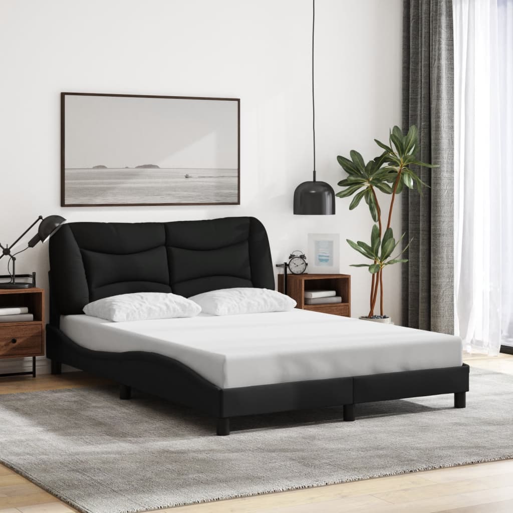 Cadre de lit sans matelas noir 140x190 cm tissu - XIOS